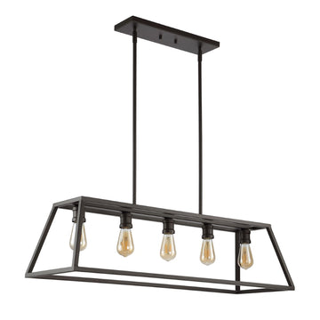 Floyd 38" Adjustable Iron Farmhouse Vintage LED Dimmable Pendant - JONATHAN Y